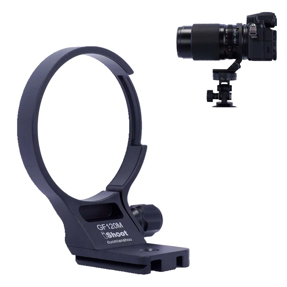 iShoot Lens Collar Tripod Mount Ring Support for Fujifilm GF 120mm F4 R LM OIS WR Macro, with Arca-Swiss Quick Release Plate