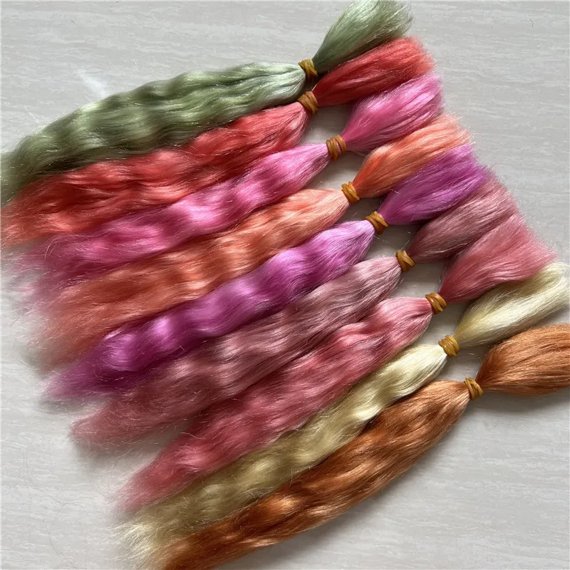 Grass Green / Golden / Bright Orange 9 Colors Reborn Doll Mohair Accessories To DIY BJD OB11 Dolls Hair Wig