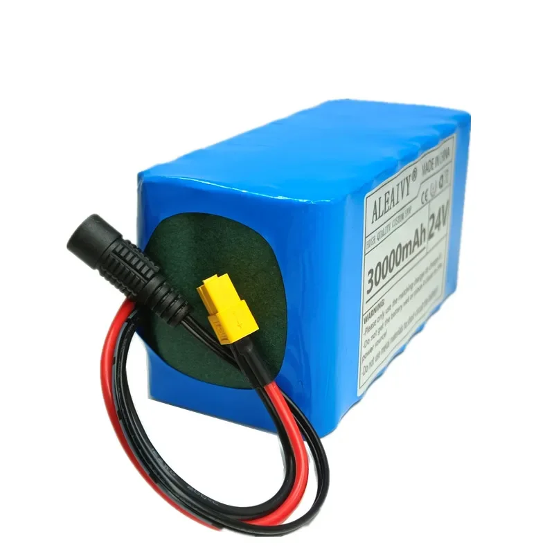 24V Battery Pack 30Ah 7S3P 18650 Lithium Ion Battery 30000mAh Electric Bicycle Moped Electric with BMS+ 2A Charger