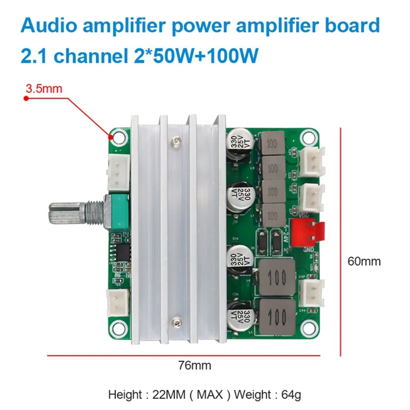 لوح مضخم صوت رقمي ، وحدة مضخم صوت يدوي مع جهير ، أندرويد تريبل ، قناة طاقة ، 2x50W ، ww ، 12V-24V