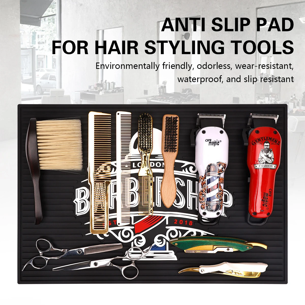 

Salon Hairdressing Tools Storage Mat Magnetic Pad Anti-slip Flexible Rubber Barber Scissors Display Mat Heat Resistant Organizer