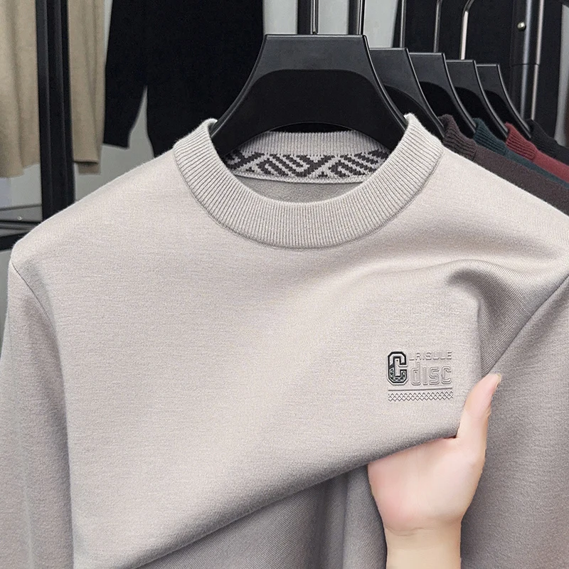 

high-end brand knitted men's sweater autumn winter soft skin friendly comfort letter embossed long sleeve round neck pullover