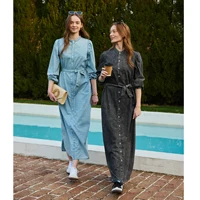 AP SS26 Women Lightweight Denim Dress Cotton Black and Blue Maxi Dress - Image 5