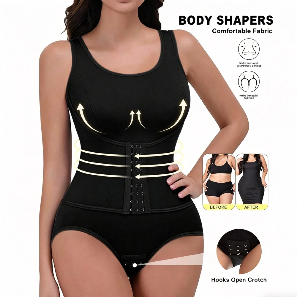 RGGMQQ 1PCS Body Moldeador Reductor para Mujer, Control de Abdomen, Moldeador de Cuerpo Completo, Corsé Entrenador de Cintura, Top sin Mangas