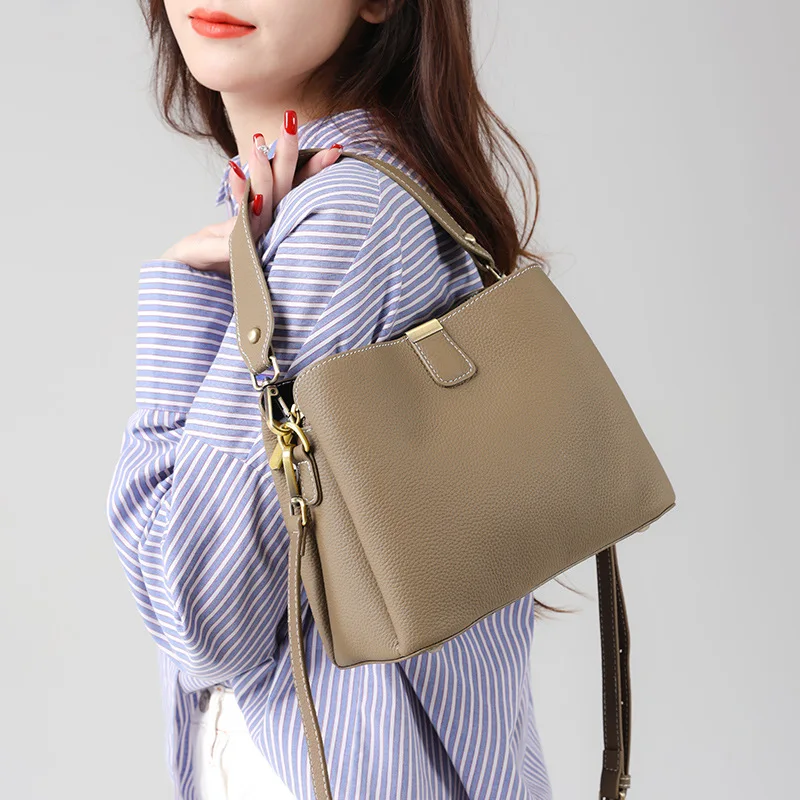 

100% Genuine Leather Women Handbags 2024 Fashion Crossbody Bags Simple High Quality Tote Bag Boston Handbag Female Shoulder Bags