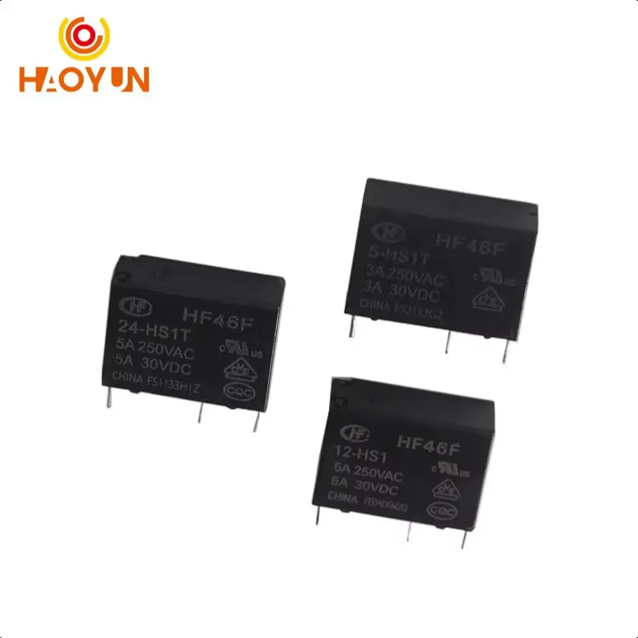 【10-1PCS】5A 4Pin HF46F-5-HS1 HF46F-12-HS1 HF46F-24-HS1 Power Relay A Normally Open 5 V 12 V 24 V DC 5A 250VAC Relays