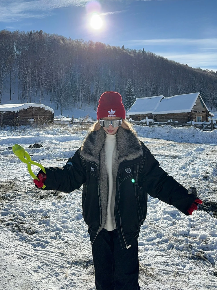 

Gothic Sle Suede Jaet Thiened Stand Collar Cotton Workwear Coat for Women Winter Warm Long Sve Casual Outerwear