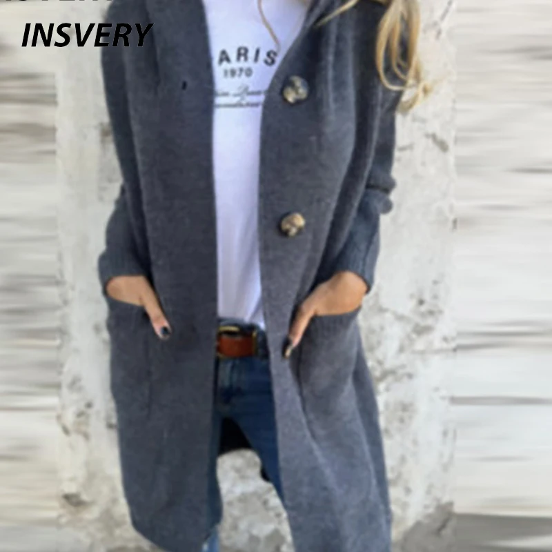 

Новый осенне-зимний свитер, кардиган, женский повседневный свитер с длинными рукавами и пуговицами, пальто, женский повседневный вязаный свитер, длинная куртка