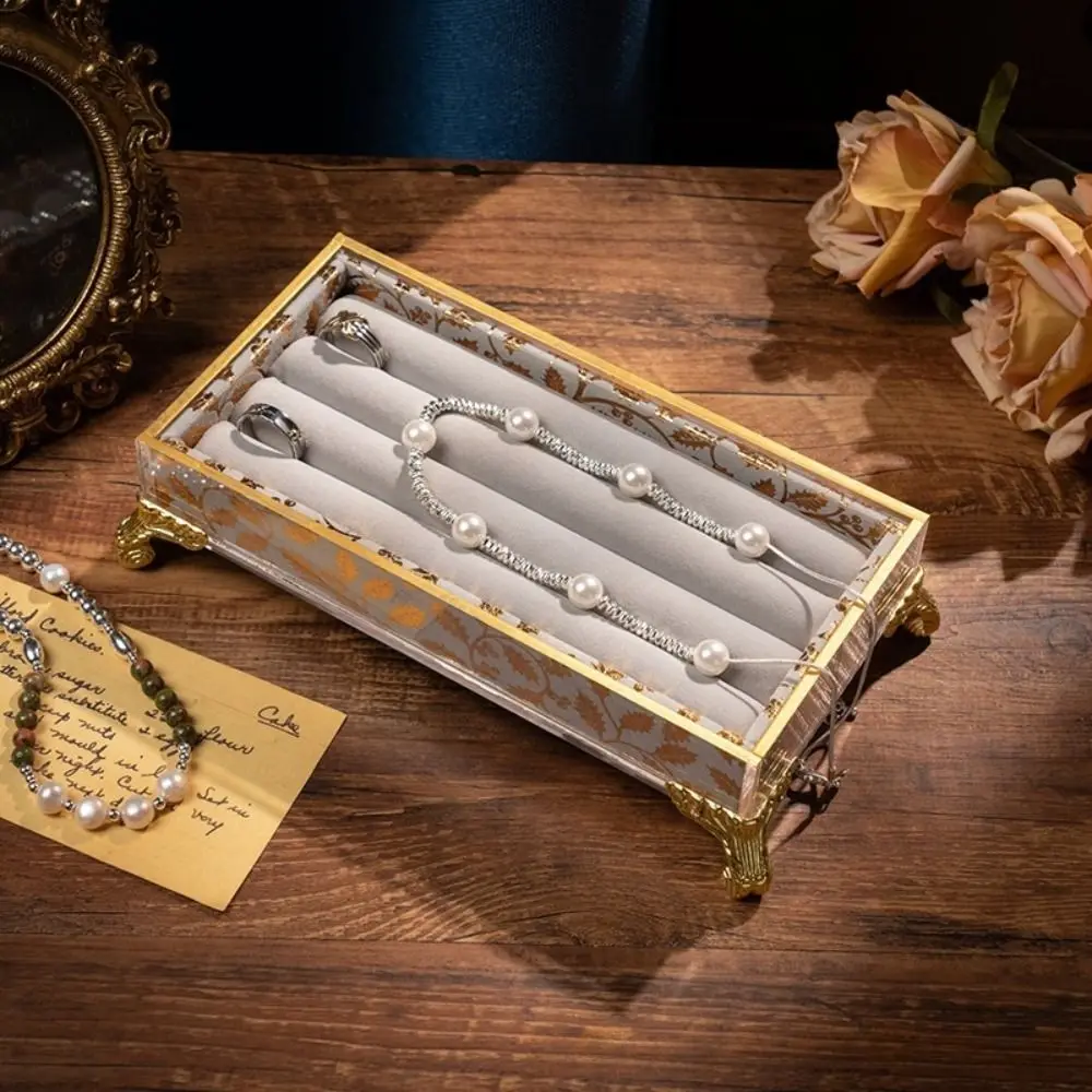 Soporte para presentación de joyería de terciopelo, bandeja de joyería Vintage multifuncional, almacenamiento de escritorio, pulsera, collar, caja de soporte para joyería