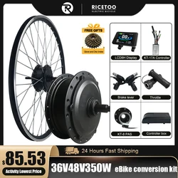 Electric Bike Conversion Kit 135mm Dropout Rear Wheel Hub Motor Kit 350W Brushless Gearless Motor Hub 16-29 inch