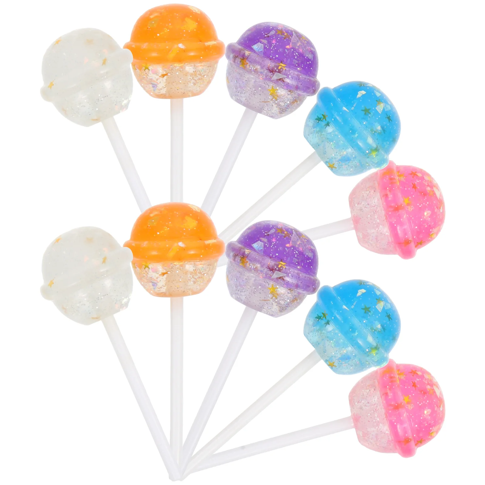 10 Pcs Candy Fake Lollipop Sweets Resin Prop Decorative Ornament Child Picks Toy