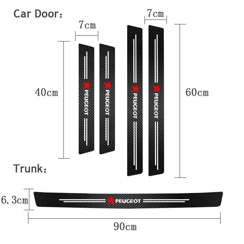 Peugeot Car Door Sill Carbon Sticker Auto Accessories For Peugeot 206 307 308 3008 207 208 407 408 508 2008 5008 301 106 107 205