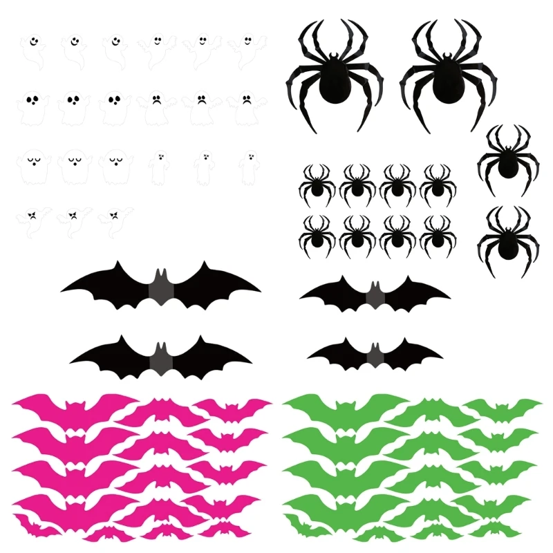 DIY 3D Dơi Trang trí Halloween Bộ nhãn dán PVC Dơi Nhện