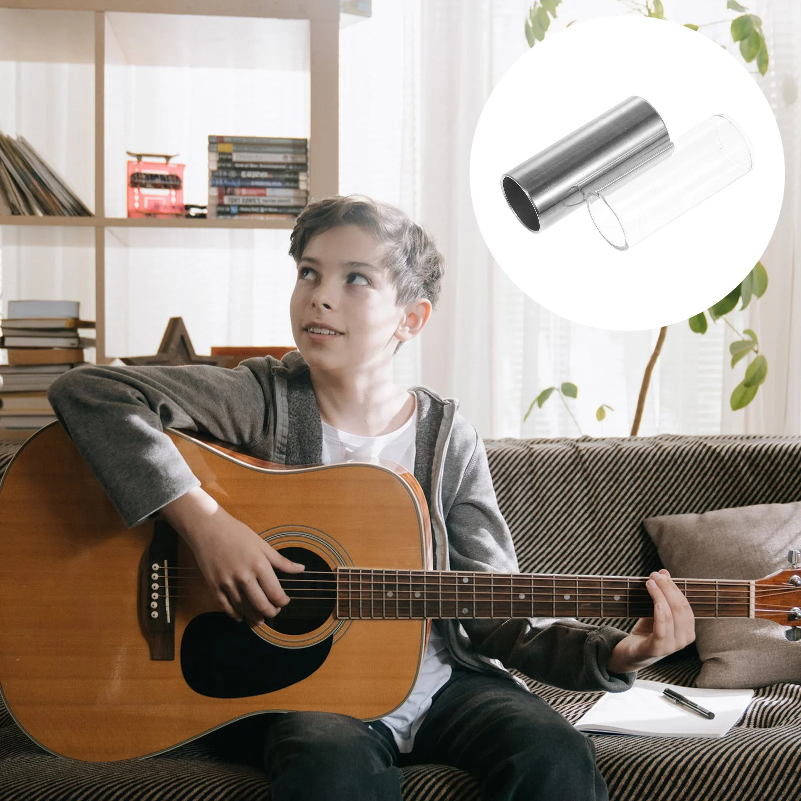 

2Pcs Guitar Slider Durable Practical Tone Bars for Guitarists Efficient Clear Sound Professional Guitar Slide Finger Slide