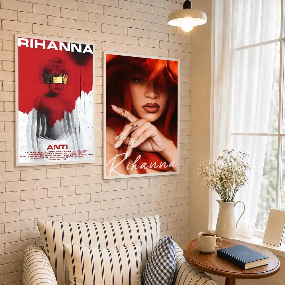 Singer R-Rihanna Poster PP Self-Adhesive Waterproof Wall Decor for Bedroom,Living Room,Dorm,Bar Aesthetic Decor Gift
