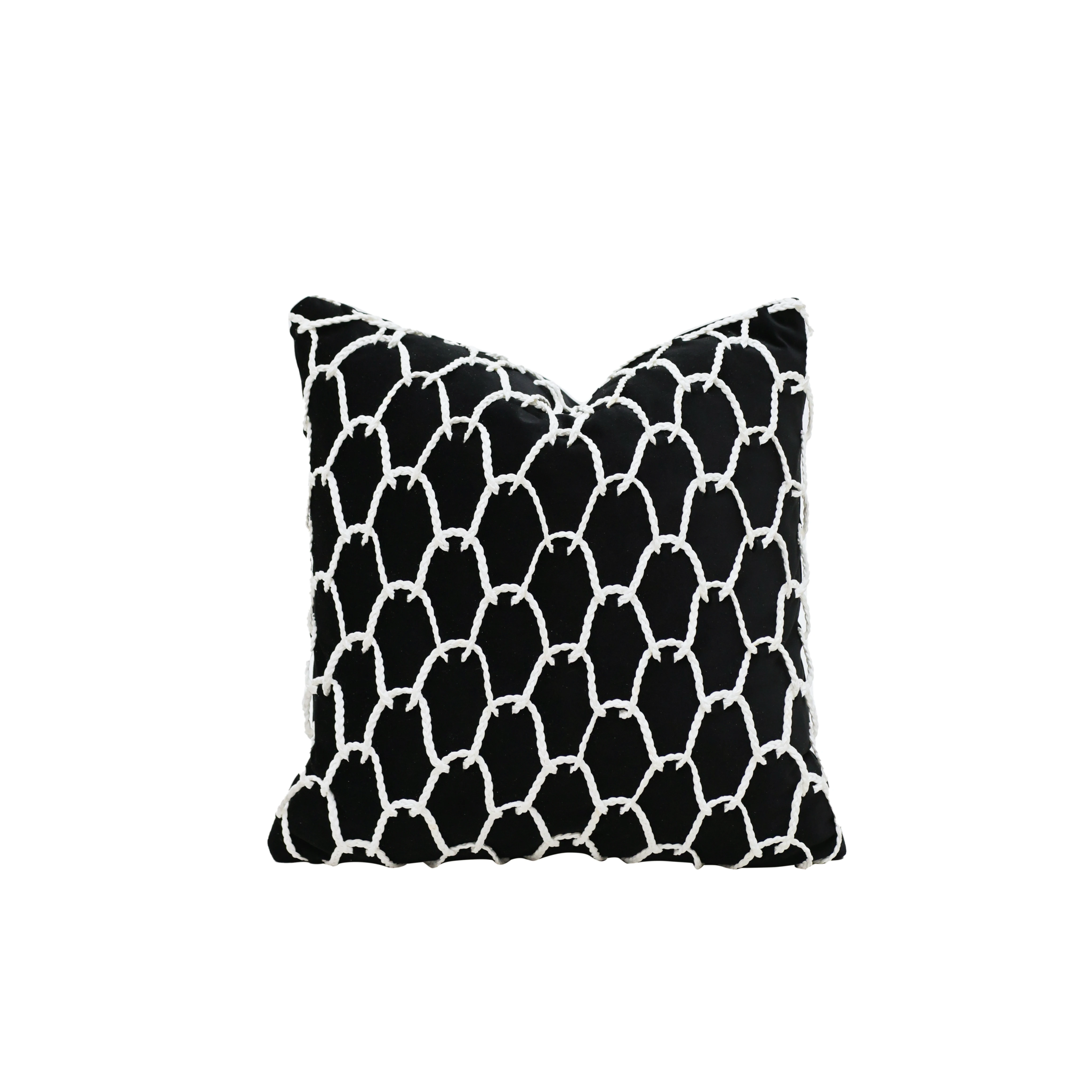 

18x18" High End Handmade Luxury Geometric Rope Green Pink Black White Woven Cushion Pillow Cover