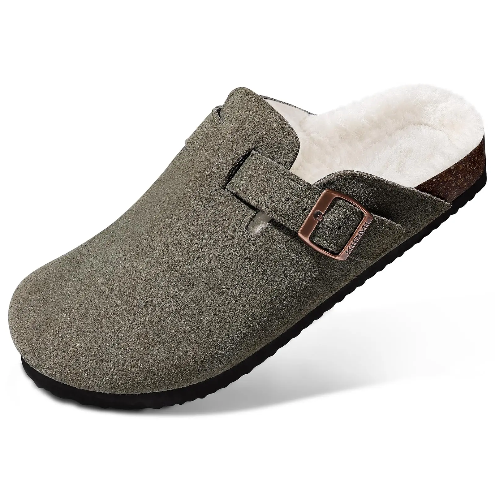 Zamszowe chodaki damskie z podszewką futrzaną Lady Girls Winter Fuzzy Cork Footbed Mules Slip On Potato Shoes Nowe Wygodne Ciepłe Kapcie