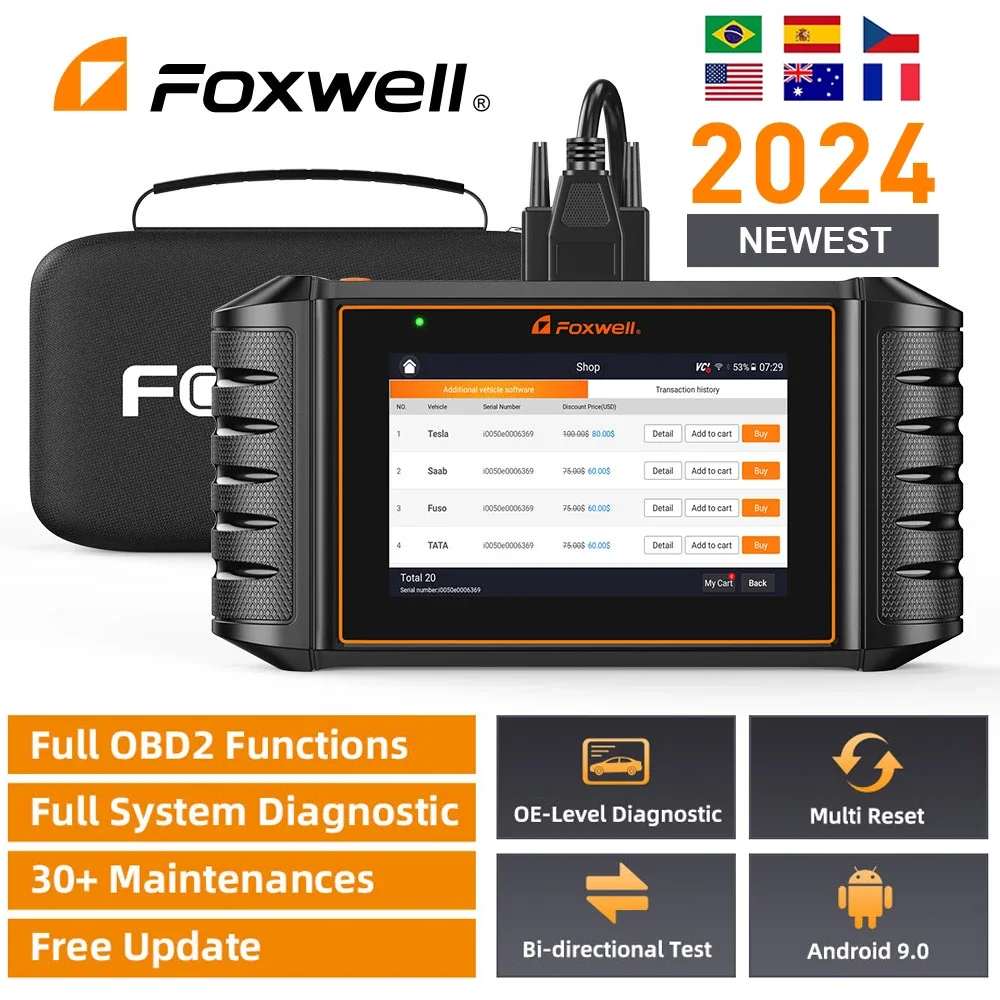 FOXWELL NT710 ODB 2 Automotive Scanner Bi-Directional Test IMMO 30+ Reset ECU Coding Code Reader All System Car Diagnostic Tools