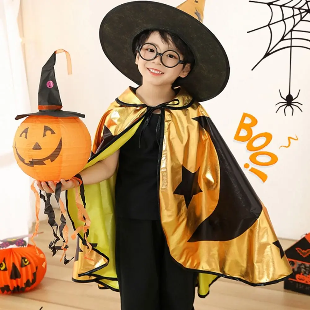Wizard Childern Halloween Costumes Pointy Hat Costume Cosplay Props Kids Witches Robes Bright Color Cloak Halloween Cosplay Cape
