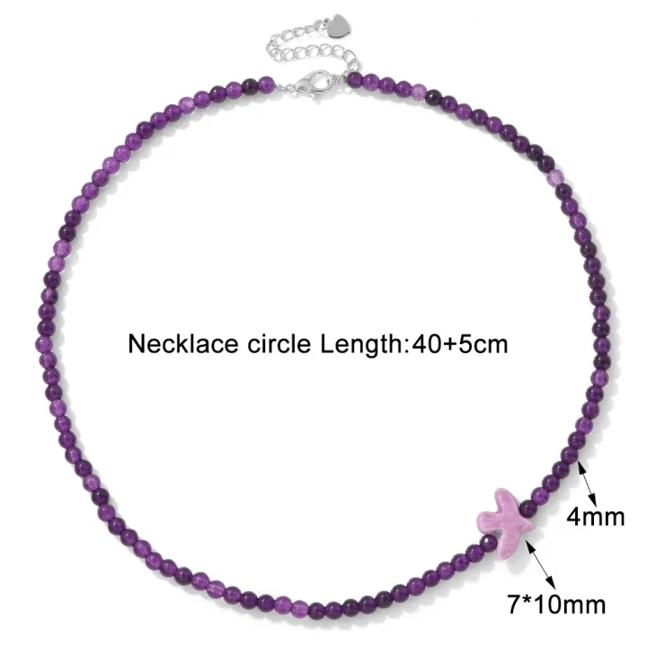 Natural Stone Beaded Choker Necklace 4mm Round Beads 7*10mm Ceramic Dove Pendant Adjustable Chain Women Jewelry Gift