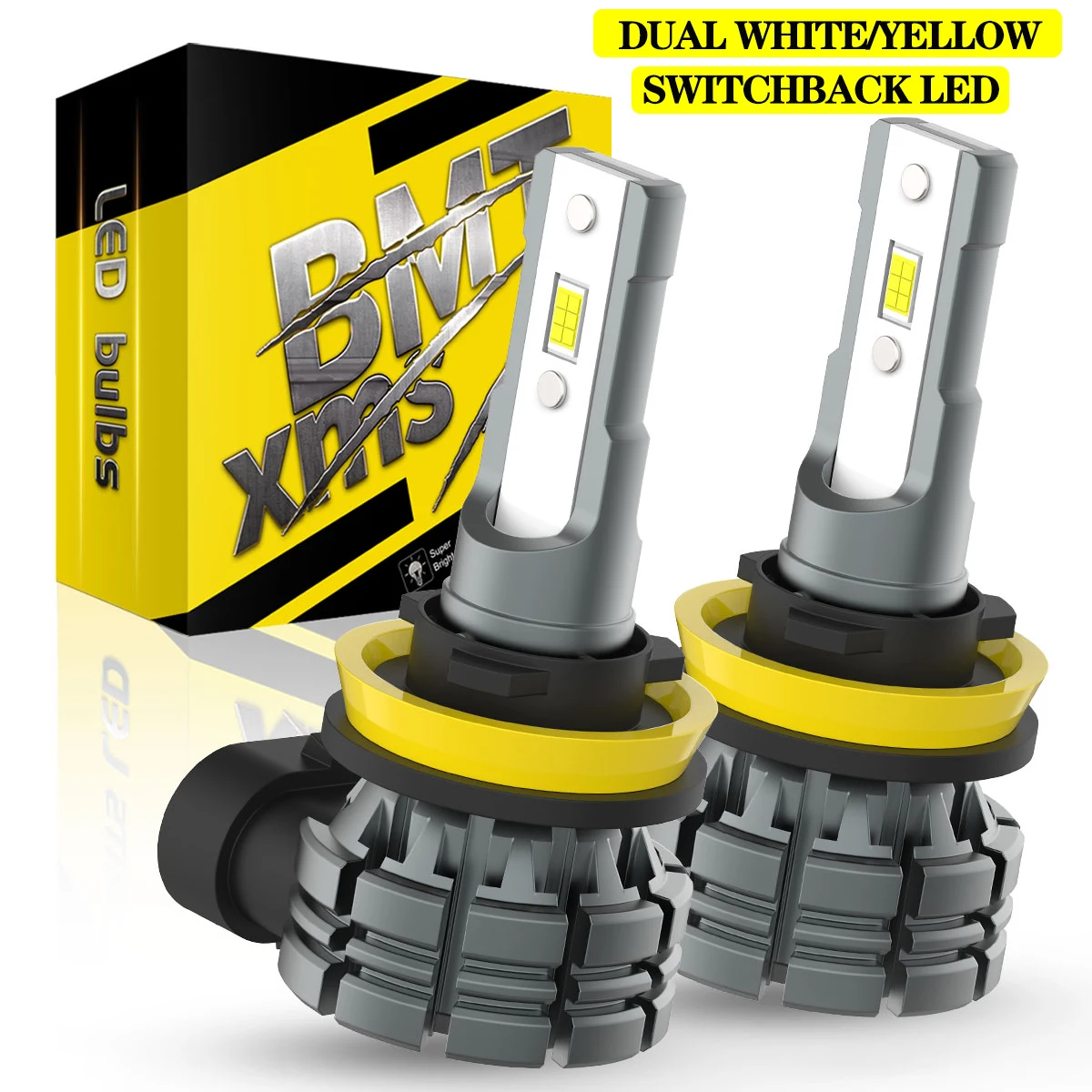 BMTxms 2PCS Canbus H11 H8 LED Fog Light Bulbs H10 H16JP HB3 9005 HB4 9006 LED CSP DRL Car Lamp White Yellow Dual Color 12000LM