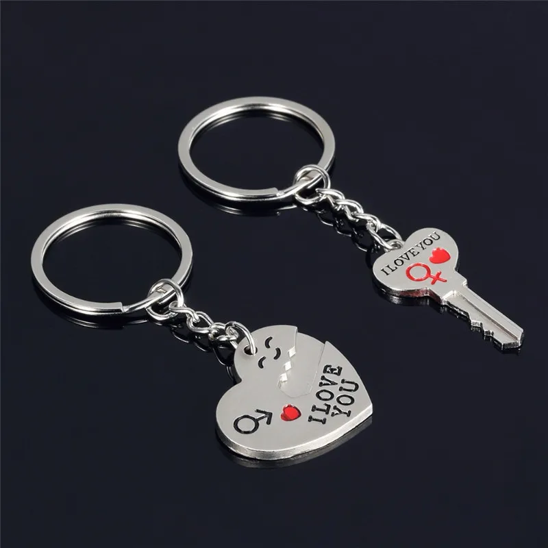 Couple Keychain Creative Secret Love You English Couple Metal Arrow Heart Piercing Pendant Couple Style image 3