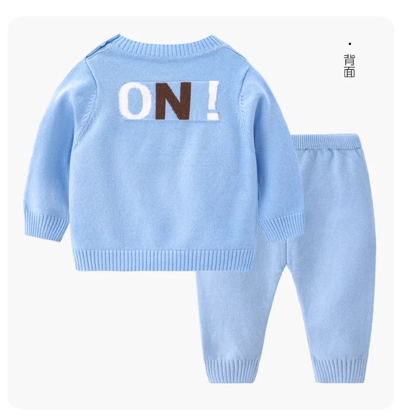 2Piece Spring Autumn Baby Boy Luxury Clothes Girls Outfit Sets Korean Fashion Letter Knitted Sweater+Pants Kids Clothing BC2473