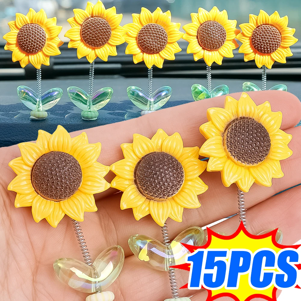 

Sunflower Flower Car Ornament Car Instrument Panel Center Console Rearview Mirror DIY Decoration Cute Spring Sunflower Flowers