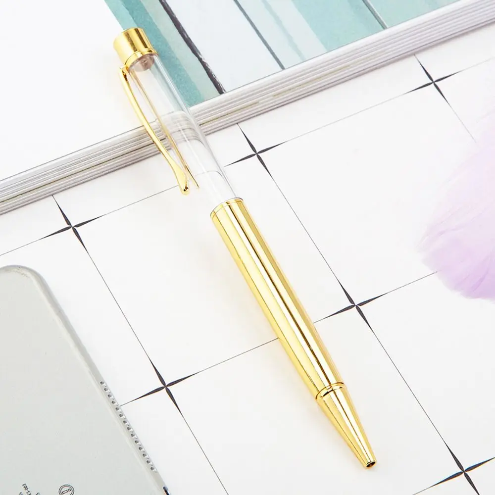 Bolígrafo de tubo vacío DIY en polvo dorado, bolígrafos de Gel neutro huecos con relleno automático, bolígrafo de firma de secado rápido de 1mm, suministros escolares