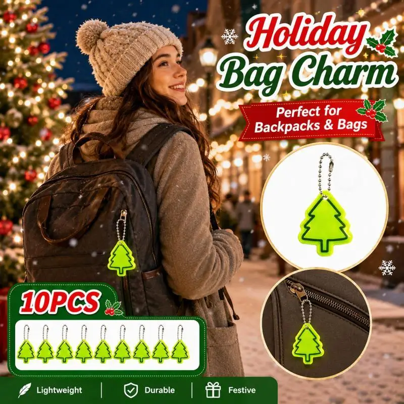 10/20PCS Christmas Tree Keychains, Xmas Bag Charms for Backpacks, Keys, Gift Bags, Stocking Stuffers & Party Favors