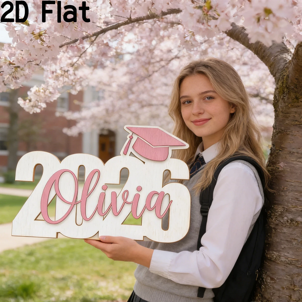 1pc Custom Name Graduation 2026 Wooden and Acrylic Double-Layer Nameplate, DIY Graduation Back to School Gift view 3