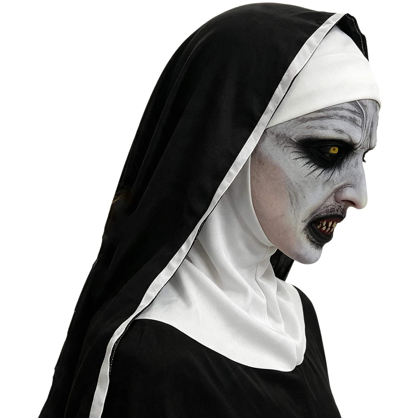 Adults Halloween Scary Nun Mask Full Head Mask Horror Cosplay Costume Accessory Theme Party Prank Props
