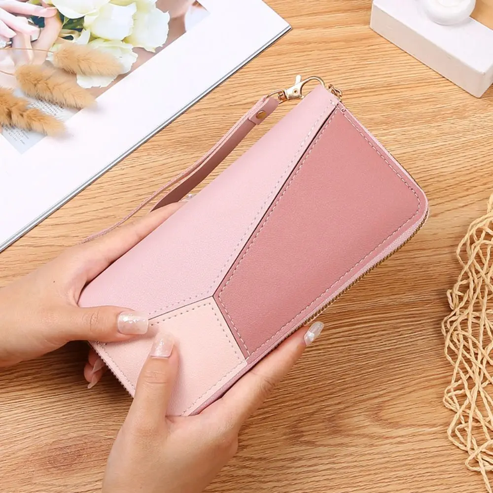 Portfele damskie z ekoskóry z zamkiem błyskawicznym, duża pojemność, wiele przegródek na karty, długie portmonetki, odporne na zużycie, lekkie etui na karty, do użytku na zewnątrz.