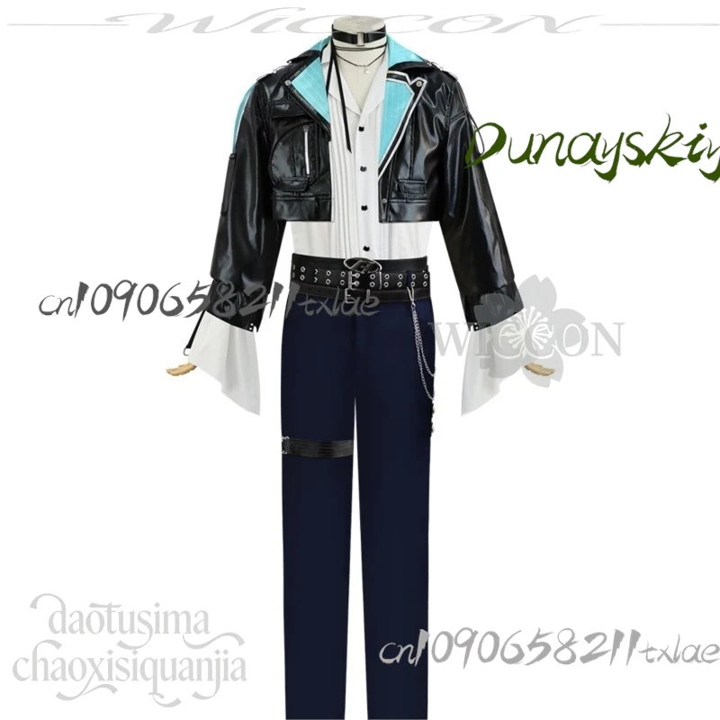 Shop1104340175 Store Vtuber VirtuaReal AZA play Youtuber tume Idol Stage Pu شورت أسود معطف قميص سروال حزام حفلة الهالوين