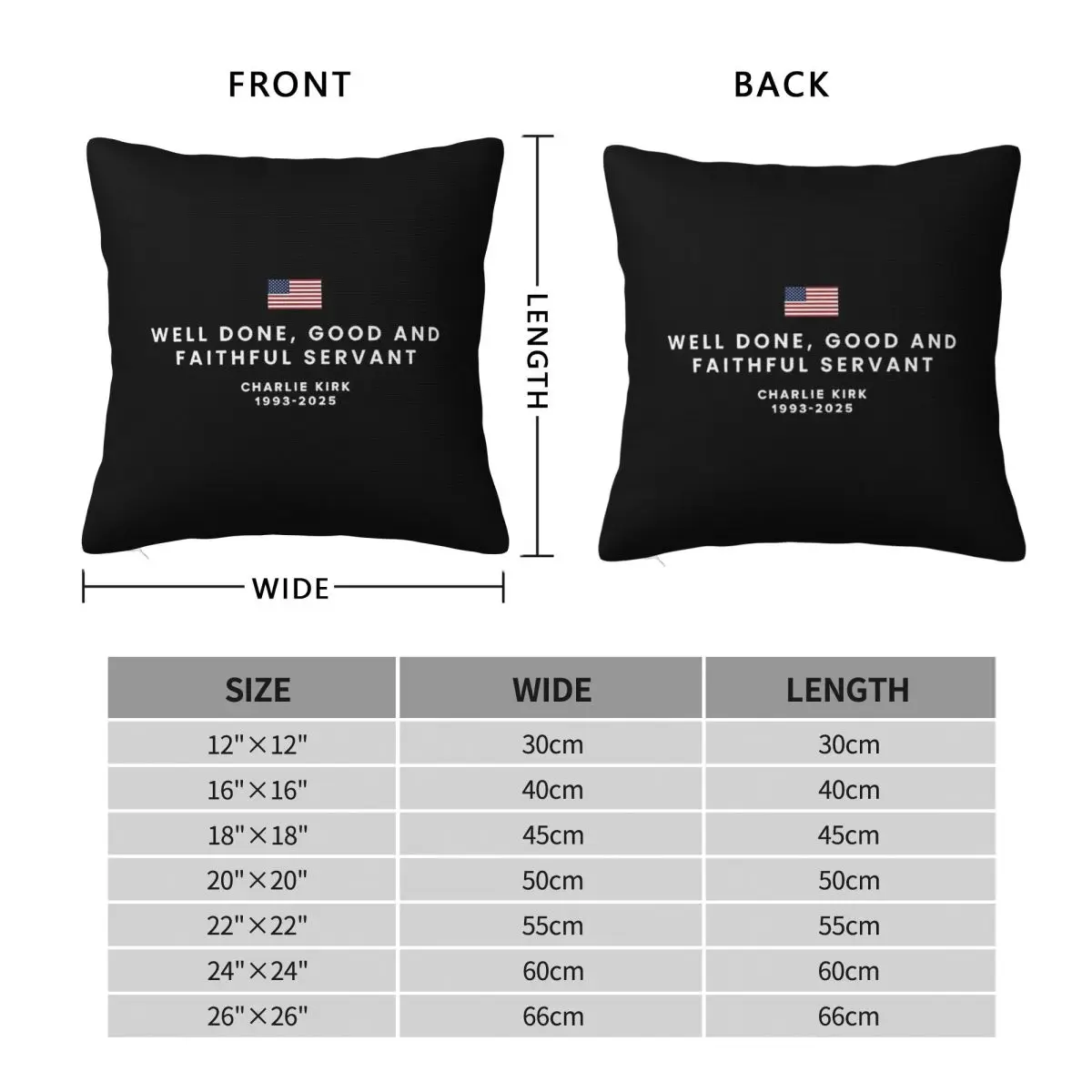 Charlie Kirk Faithful Servant Pillowcase Polyester Linen Velvet Pattern Zip Decorative Room Cushion Cover 18