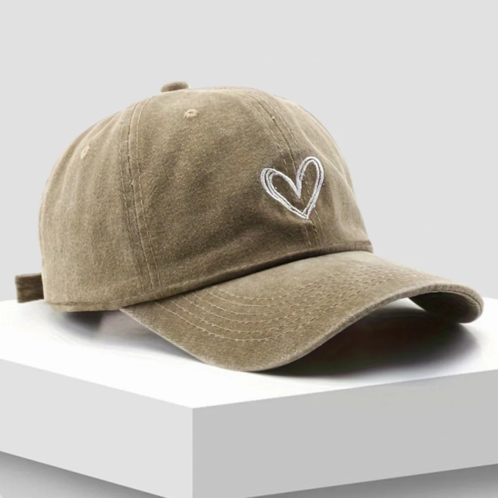 

Korean Couple Baseball Cap - Embroidered Peach Heart Denim Hat, Unisex Lightweight Summer Casual Streetwear Gorra de 야구 모자