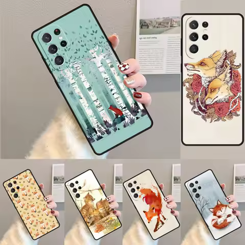 Cover For Samsung Galaxy S24 Ultra S21 S22 S8 S9 S10E Note 10 20 Plus FE S23 Cartoon Animal Fox Phone case Coque
