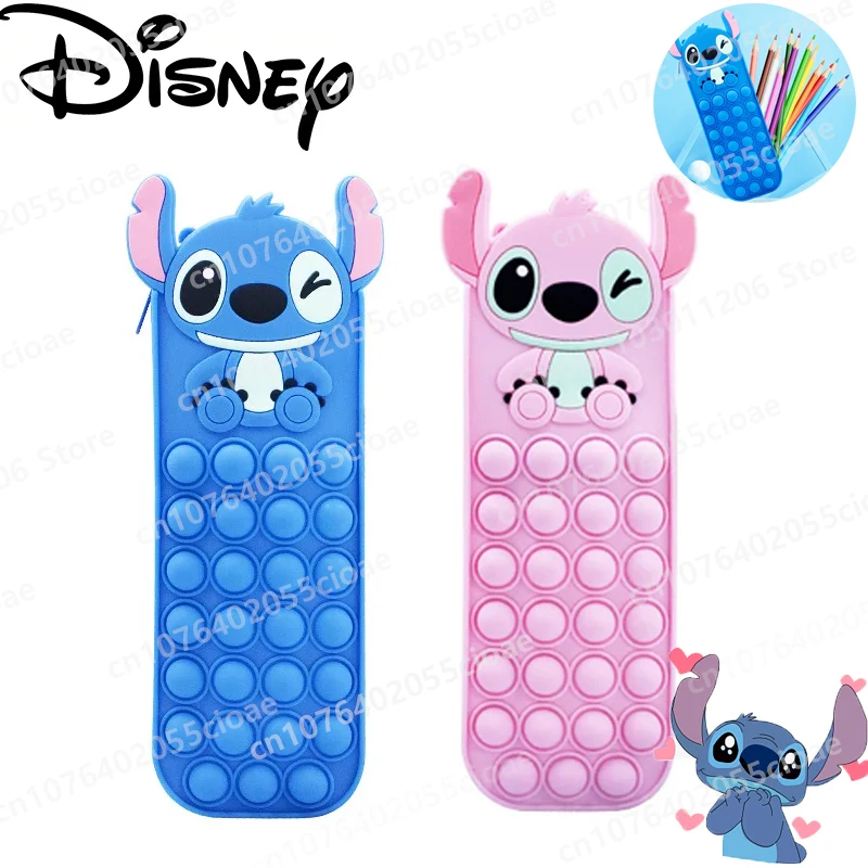 

2024 New Disney Stitch Silicone Pencil Case Multifunctional Decompression Pen Bag Students Stationery Supplies Kids Toys