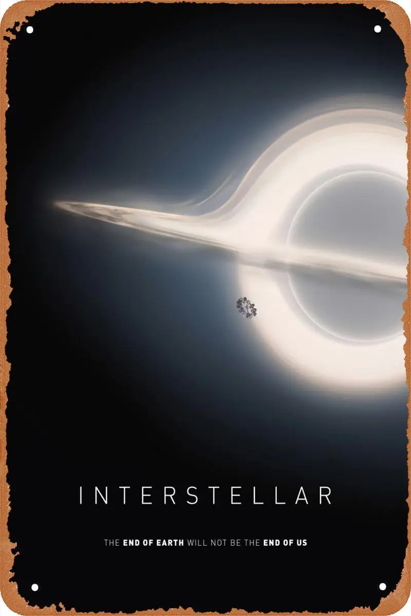 Interstellar Movie Poster Vintage Tin Sign Retro Metal Sign for Cafe Bar Man Cave Office Home Wall Art Decor Gift 12 X 8 inch