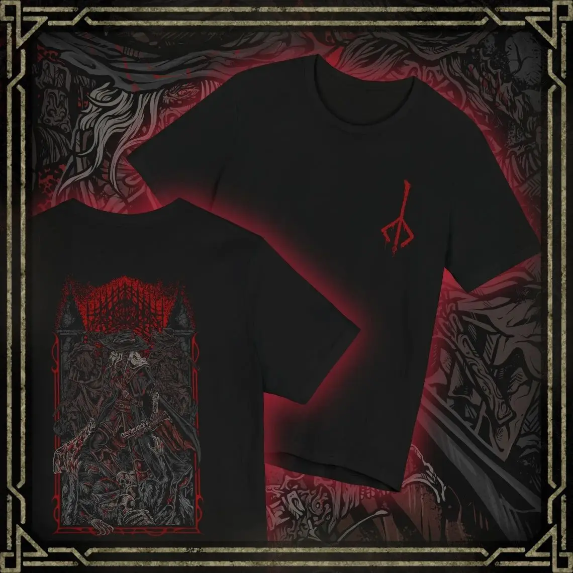 Bloodborne Game Character Pattern T-shirt Summer New Fashion Short Sleeved Y2k Vintage T Shirts Casual Loose Street Print Top