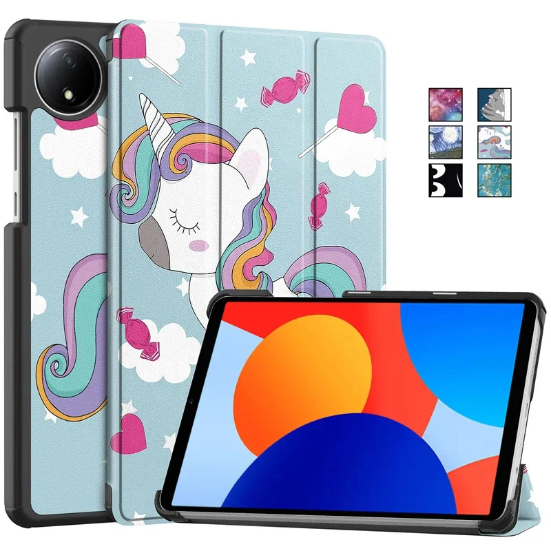 

Чехол GEFENIS Funda для Redmi Pad Se 4g 8,7 дюйма, милый окрашенный складной смарт-кожаный чехол для Coque Xiaomi Redmi Pad SE 8,7 дюйма, чехол 4G