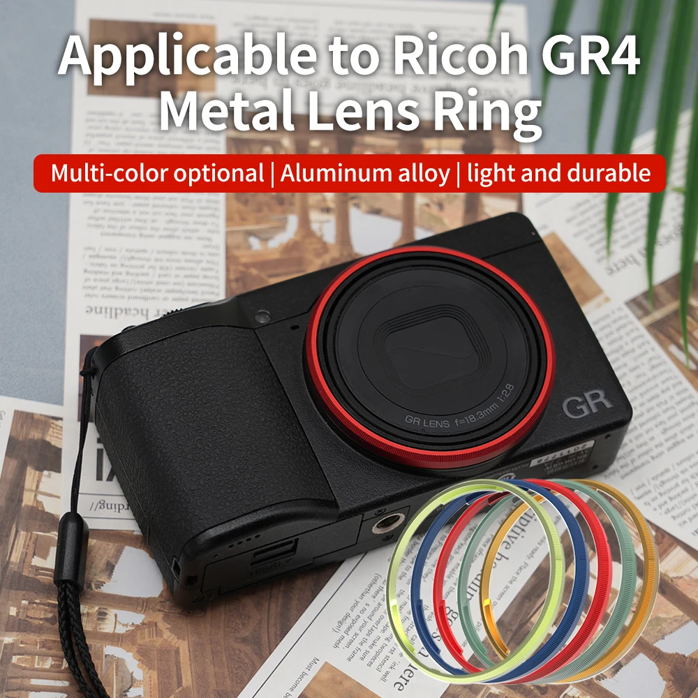 Decoration Lens Ring for Ricoh GRIV GR IV Ricoh GR4 GR IV HDF/Monochrome Replaces Ricoh GN-3 Ring Cap Aluminium Alloy