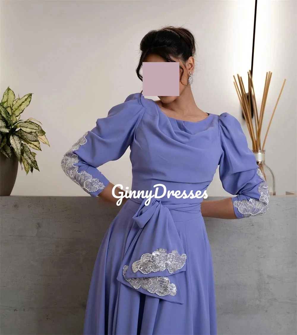 Hochzeits-Partykleid, individuell anpassbar, lange Ärmel, U-Ausschnitt, elegante Kleider für Frauen, A-Linie, Blumen, bodenlange Kleider für den Abschlussball