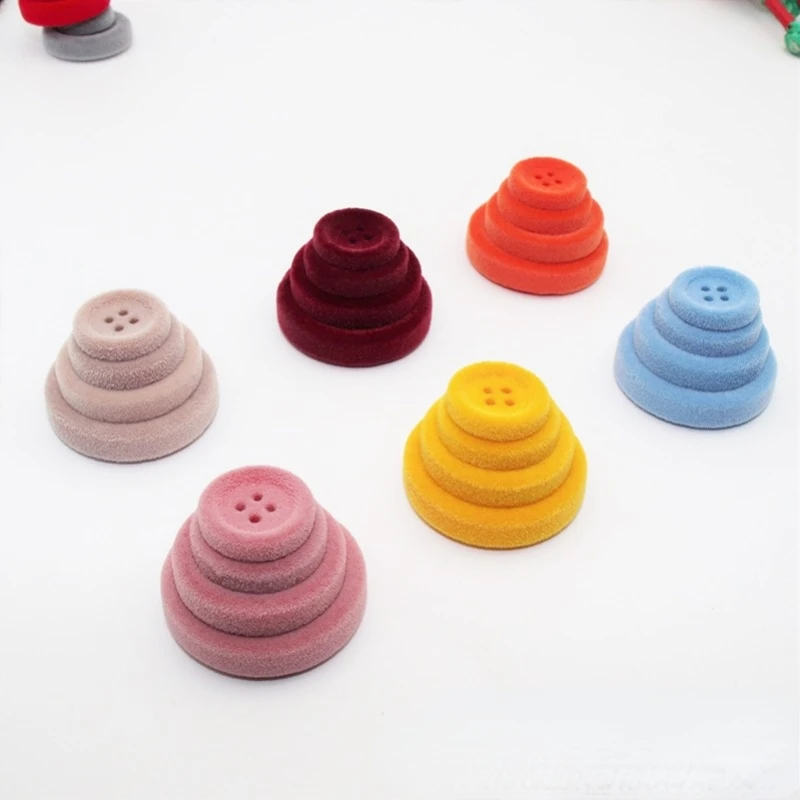 5pcs/bag Flocking Buttons Four-eye Round Velvet Buttons DIY Coat Windbreaker Decoration Children\'s Clothing Buttons