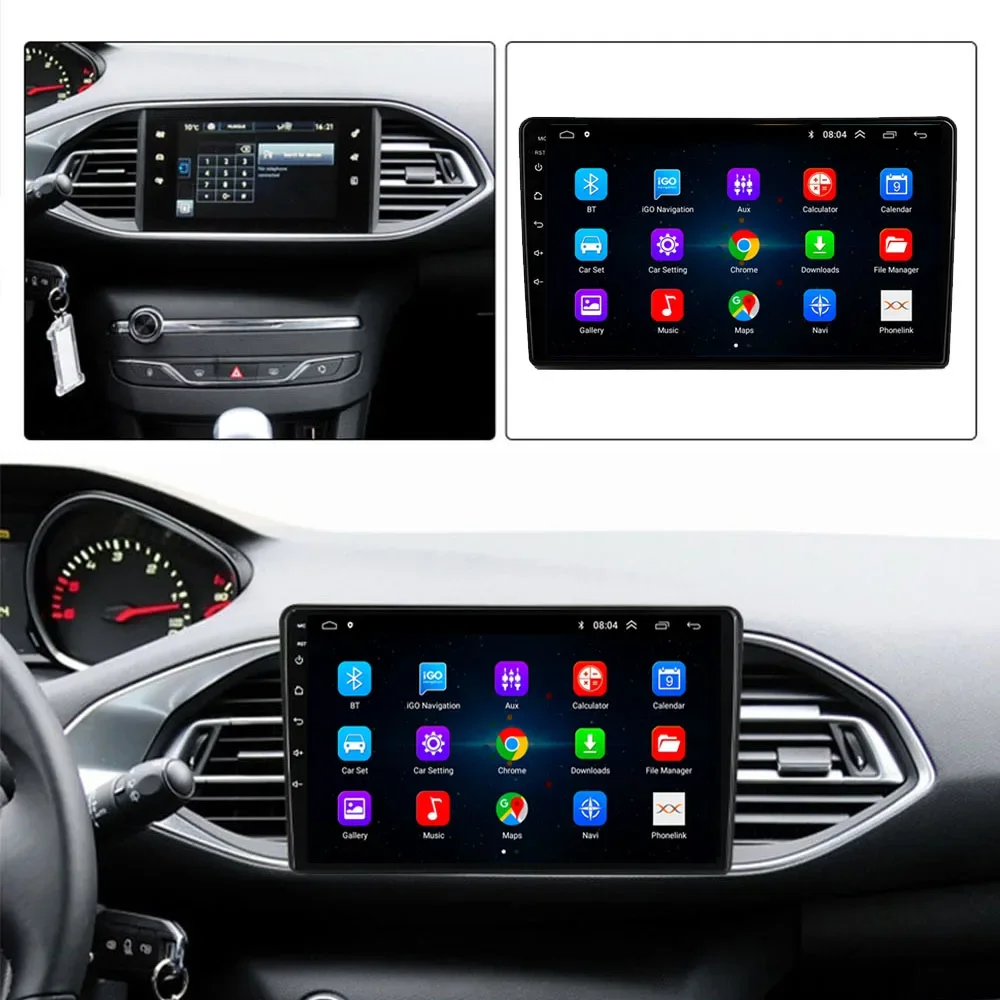 Android 13 8 Core 9“ IPS Screen Car Radio Stereo Receiver For Peugeot 308 T9 308S 2013 - 2017 Multimedia Player Carplay+Auto