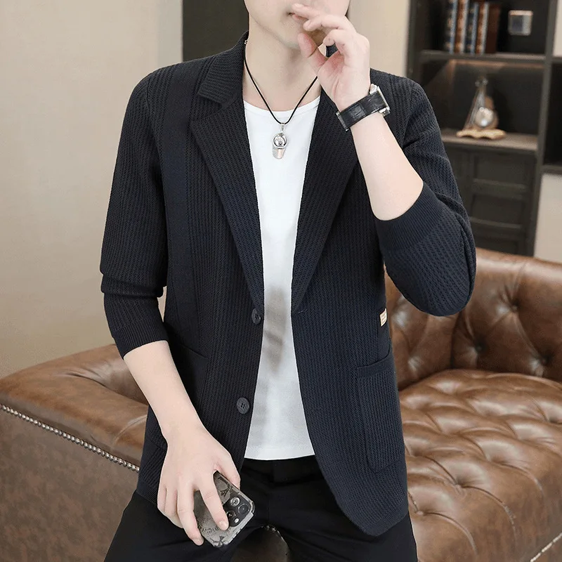 1-A181    Men's Knitted Cardigan 2024 Autumn New Jacket Fashion Sweater Loose Casual Suit