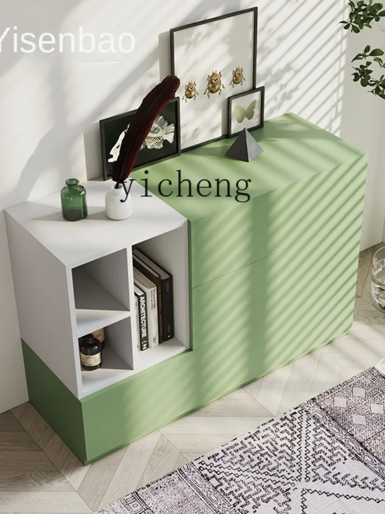 ZK Home Minimalist Chest of Drawers Living Room Morandi Green Locker Four Or Five Chests of Drawers Storage Cabinet decor