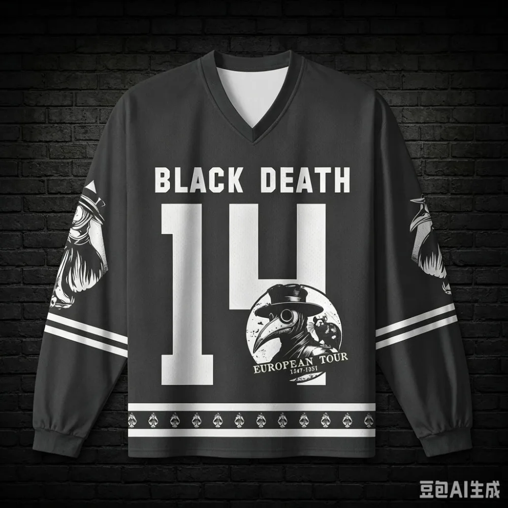 Dark Plague Theme  3D Printed Men's Spring-autumn V-neck Clothing Outdoor Sports Breathable Quick-drying Casual Punk Style Shirt