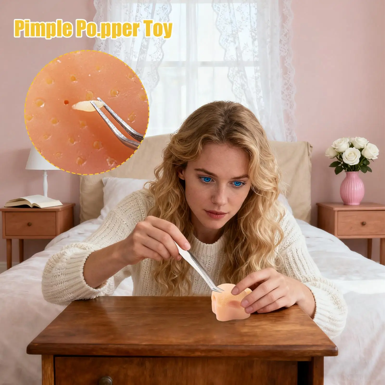 Realistic Pimple Popper Fidget Toy Reusable Sensory Stress Reliever For Anxiety, Simulation Blackhead Squeezing Toy Model