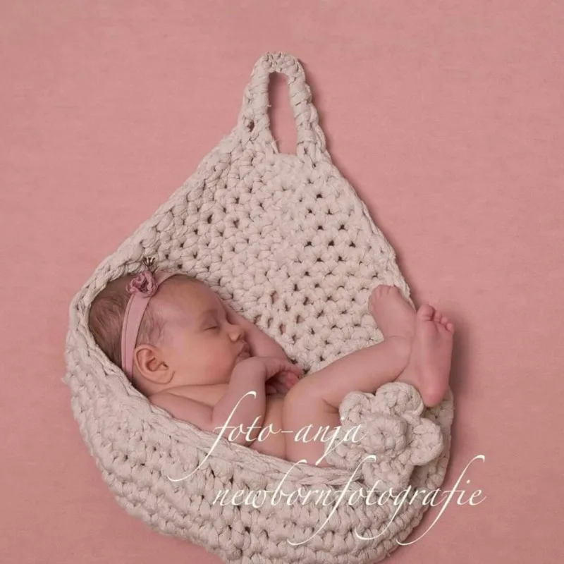 Newborn baby photography props 100 days crib white shooting auxiliary hand-woven hammock